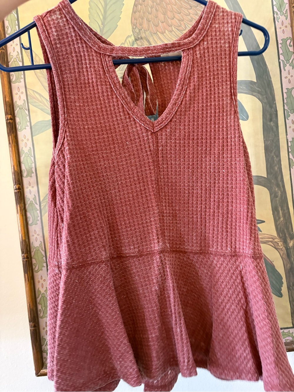 Altar'd State Dusty Rose Waffle-Knit Peplum Tank